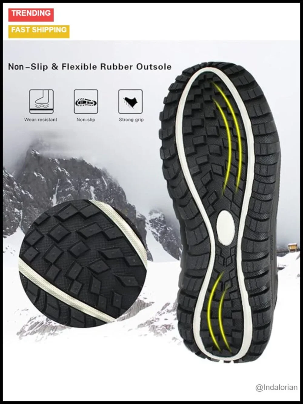 Men's Winter Snow Boots Waterproof Warm Mid Calf Fur Lined Non-Slip Hiking